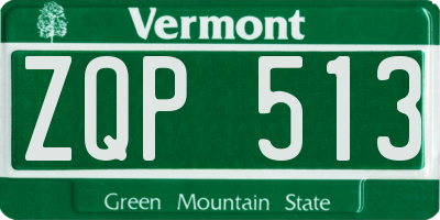 VT license plate ZQP513
