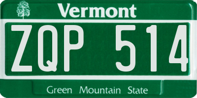VT license plate ZQP514