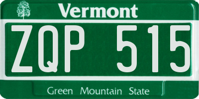 VT license plate ZQP515