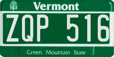 VT license plate ZQP516