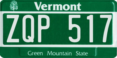 VT license plate ZQP517