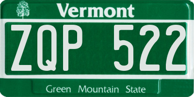 VT license plate ZQP522