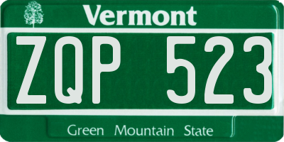 VT license plate ZQP523
