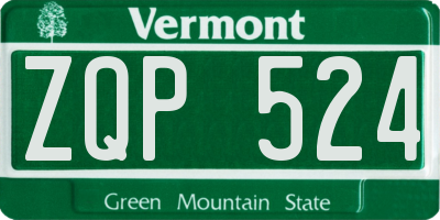 VT license plate ZQP524
