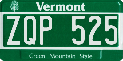 VT license plate ZQP525