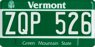 VT license plate ZQP526
