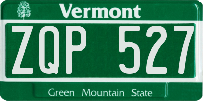 VT license plate ZQP527