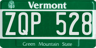 VT license plate ZQP528