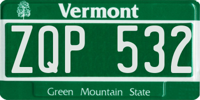 VT license plate ZQP532