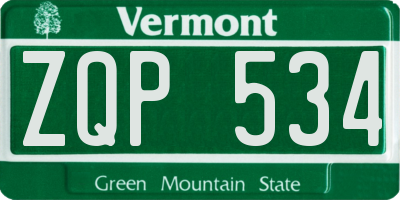 VT license plate ZQP534