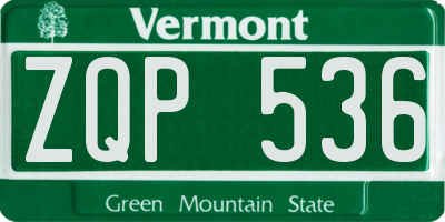 VT license plate ZQP536