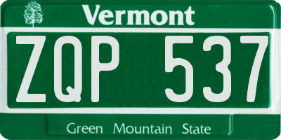 VT license plate ZQP537