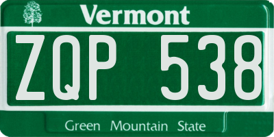 VT license plate ZQP538
