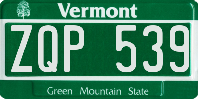 VT license plate ZQP539