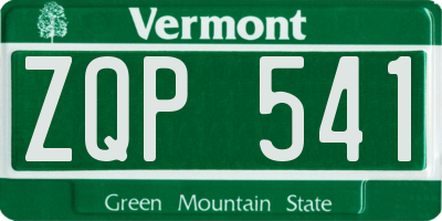 VT license plate ZQP541