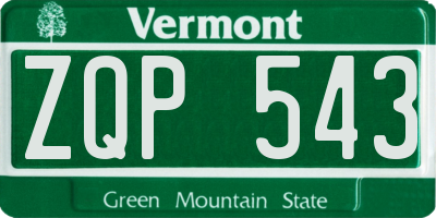 VT license plate ZQP543
