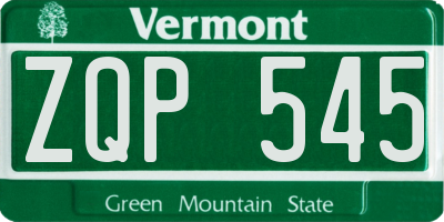 VT license plate ZQP545
