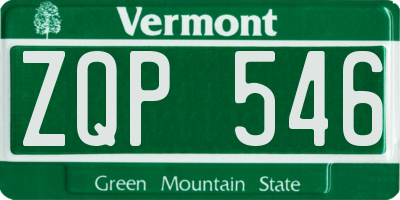 VT license plate ZQP546