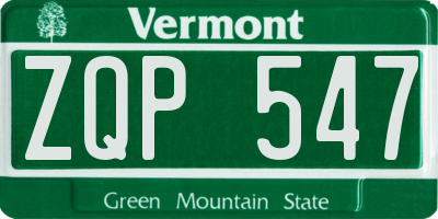 VT license plate ZQP547