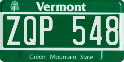 VT license plate ZQP548