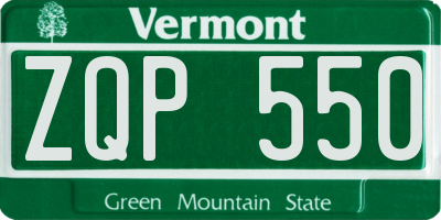 VT license plate ZQP550