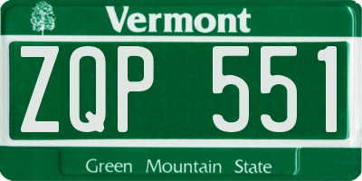 VT license plate ZQP551