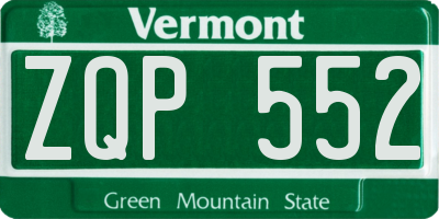 VT license plate ZQP552