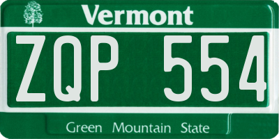 VT license plate ZQP554