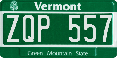 VT license plate ZQP557