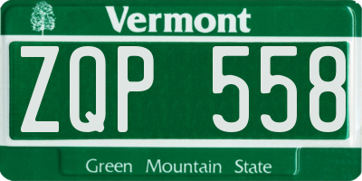 VT license plate ZQP558