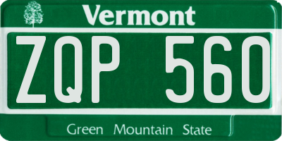 VT license plate ZQP560