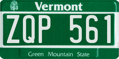 VT license plate ZQP561