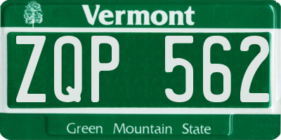 VT license plate ZQP562