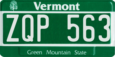 VT license plate ZQP563