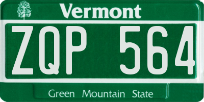 VT license plate ZQP564