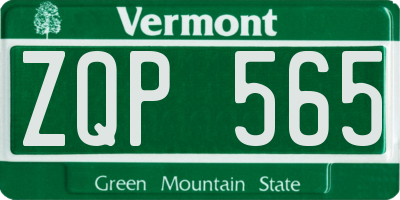VT license plate ZQP565