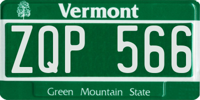 VT license plate ZQP566