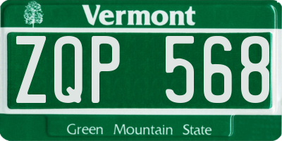 VT license plate ZQP568