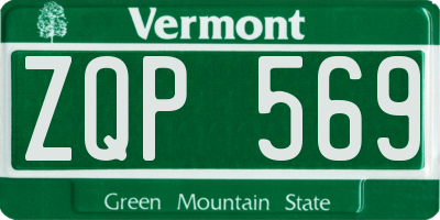 VT license plate ZQP569