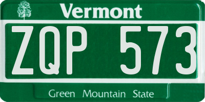 VT license plate ZQP573
