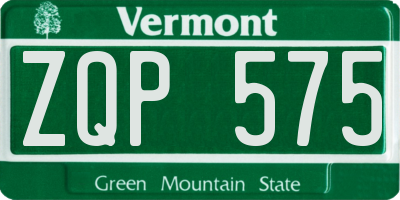 VT license plate ZQP575