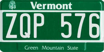 VT license plate ZQP576