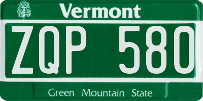 VT license plate ZQP580
