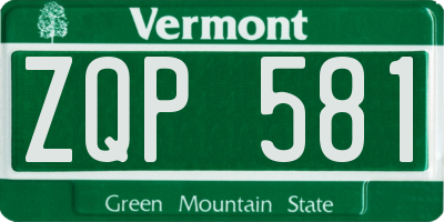 VT license plate ZQP581