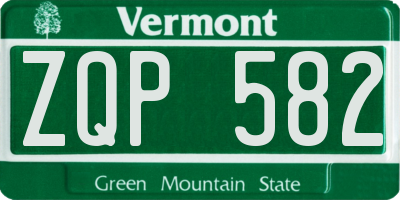VT license plate ZQP582
