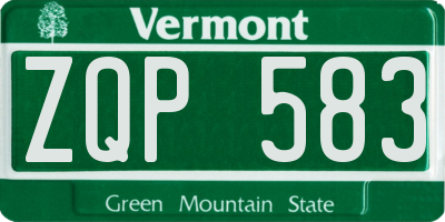 VT license plate ZQP583