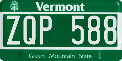 VT license plate ZQP588