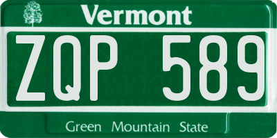 VT license plate ZQP589