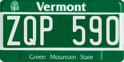 VT license plate ZQP590