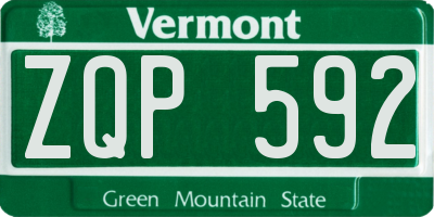 VT license plate ZQP592